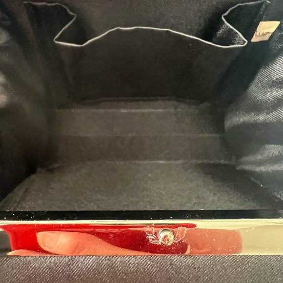 Black satin fabric clutch with gems - Picture 7 of 7